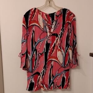 Colorful Abstract Lace-Up Women's Blouse